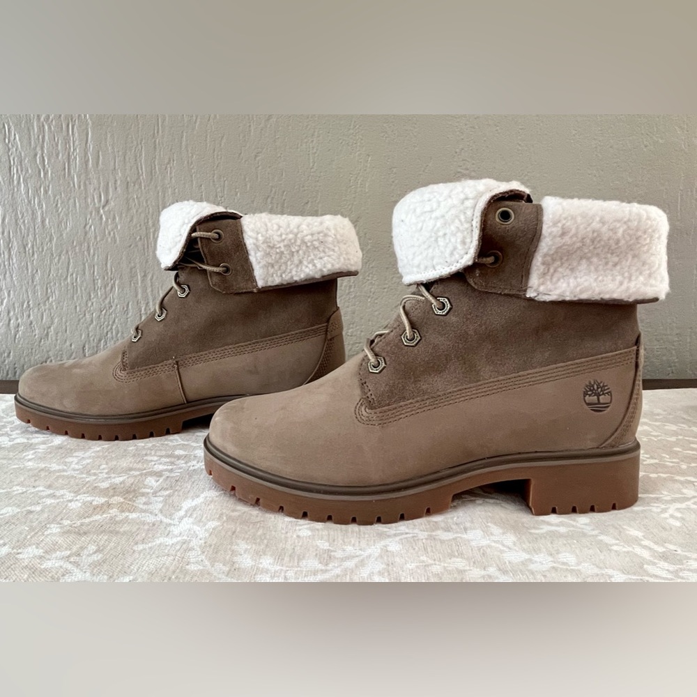 Timberland Jayne Waterproof Fleece Fold Down Boots, Sz 8